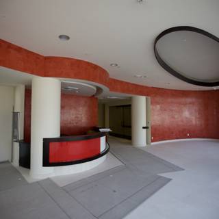 Circular Design in Red and White Room