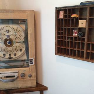 Vintage Jukebox and Wooden Cabinet with Analog Clock