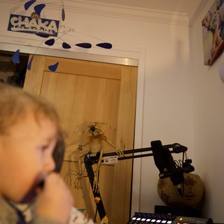 Radio Host Broadcasting Live in Home Studio