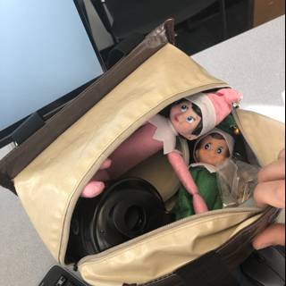 Laptop and Stuffed Toy in Bag