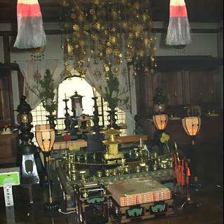 A Shrine Room Illuminated with Lights