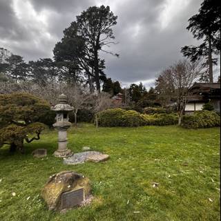 Serene Japanese Garden with Stone Lantern