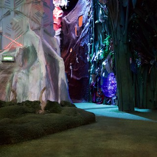 Illuminated Fantasy Cave Installation with Mystical Lighting