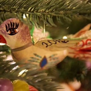 Vintage Handpainted Bird Christmas Tree Ornament