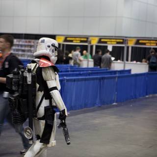 A Storm Trooper Marches Through the Star Wars Convention