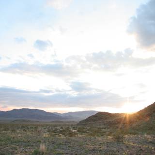 Desert Sunset Behind the Mountain
