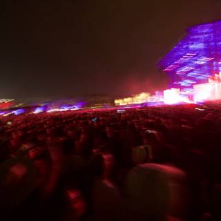 Night Sky Lit Up by Concert Crowd