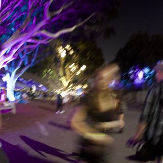 Purple Lit Night-Time Stroll