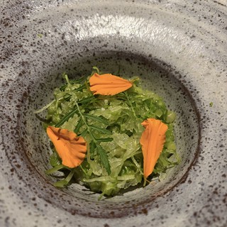 Arugula Salad with Creamy Sauce in Artisan Bowl