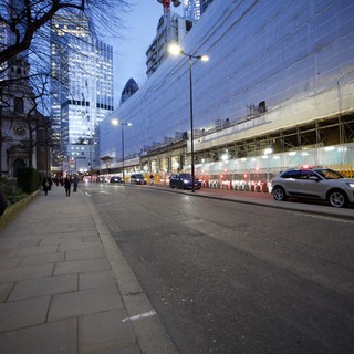 Urban Construction Zone at Dusk in London