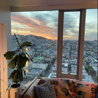 Cozy Living Room with a Breathtaking Urban View