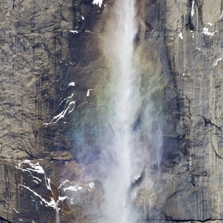 Yosemite Falls Cascading Down Granite Cliff Face