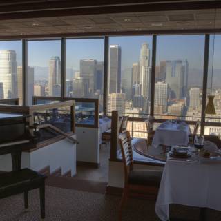 Panoramic view of the city from a restaurant