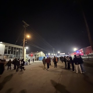 Night Festival Crowd at Industrial Venue