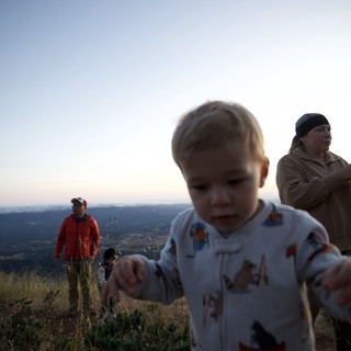 Toddler Explores Summit at Dusk on Mt. Diablo