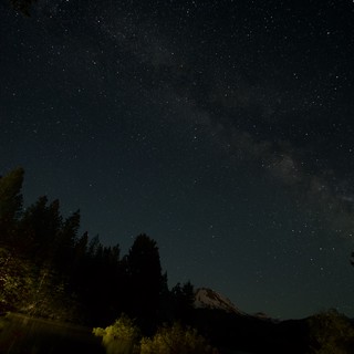 Milky Way Rising Over Mount Lassen at Night