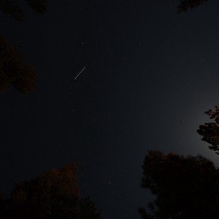 Satellite Trail Blazes Across Lassen's Star-Filled Sky