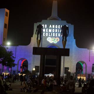Illuminated Entrance to Los Angeles Coliseum