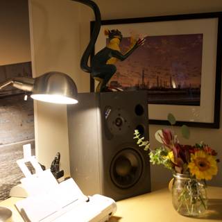 Music and Flowers on a Desk