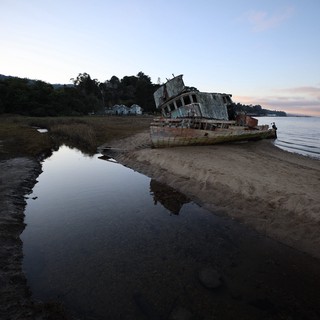 Abandoned Shipwreck at Drakes Beach at Twilight