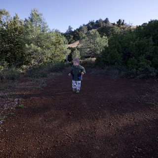 Toddler Explores Red Dirt Trail on Mount Diablo