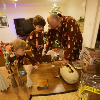 Christmas Morning Dinosaur Surprise with Grandpa