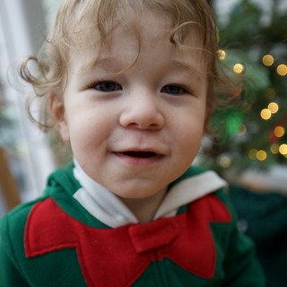 Adorable Toddler in Festive Christmas Elf Costume