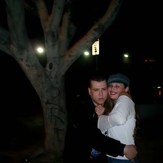 Romantic Couple under luminous Night Sky