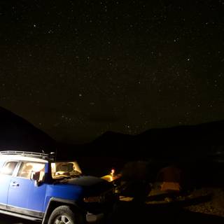 Night Adventure in a Blue Jeep