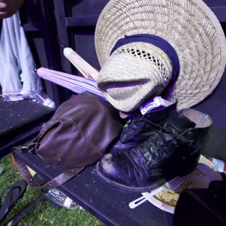 Accessories Resting on a Bench at Coachella