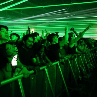 Green Laser Storm Over Ecstatic Wobbleland Festival Crowd