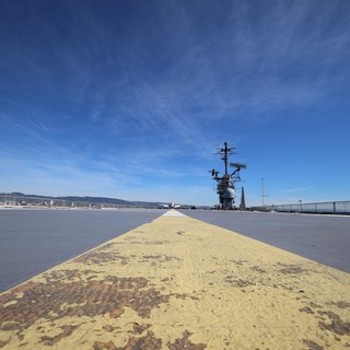 Weathered Yellow Flight Deck of USS Hornet Aircraft Carrier