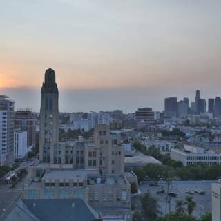 Golden Hour Glowing Over LA Skyline