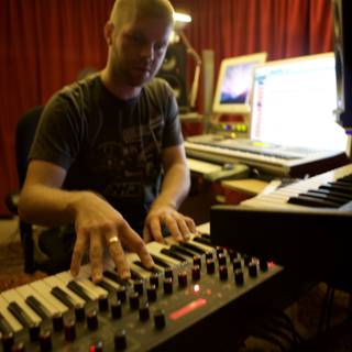 Morgan Page Playing the Keyboard in the Studio