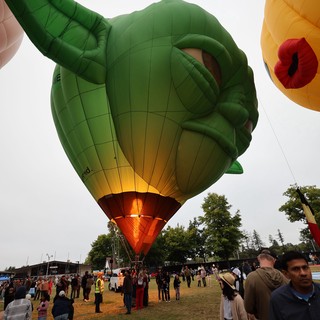 Green Dragon Hot Air Balloon Ignites at Balloon Festival