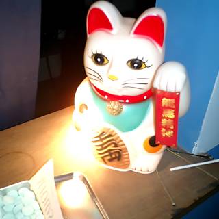 Maneki Neko Lamp on a Table