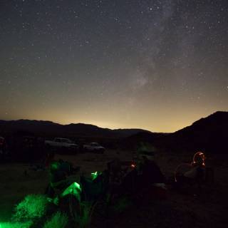 Glowing Green Nighttime Oasis in the Desert