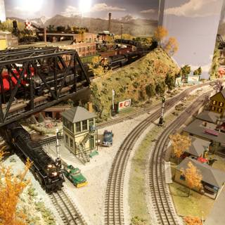Miniature Railroad Bridge in a Toy Train Set