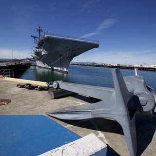 Aircraft Carrier USS Hornet Docked at Harbor