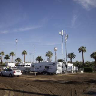 RVs and Palm Trees in Coachella Parking Lot