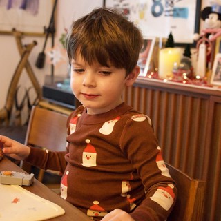 Young Boy Enjoying Christmas Dinner at Home