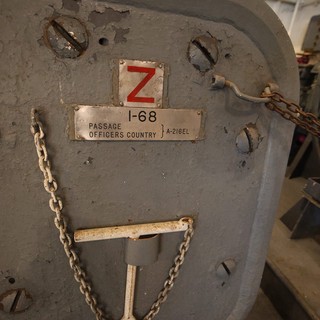 Vintage Naval Watertight Door on USS Hornet