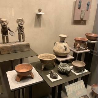 Pottery and Artifacts on Display in Museum