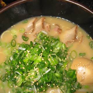 Hearty Bowl of Meat and Green Onion Soup