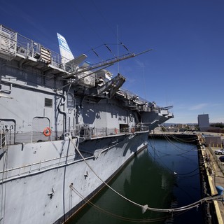 USS Hornet Aircraft Carrier Docked at Port