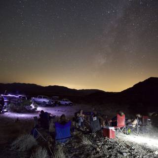 Nighttime Campfire Gathering Under the Starry Sky