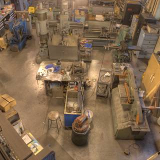 Overhead View of a Busy Workshop