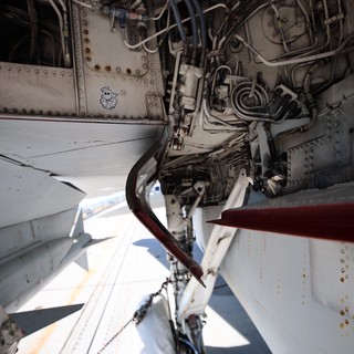 Detailed View of Vintage Aircraft Weapons System