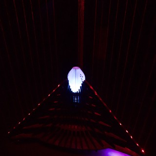 Illuminated Sculptural Installation with Red Laser Display