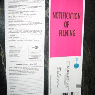Notification of Filming Tickets